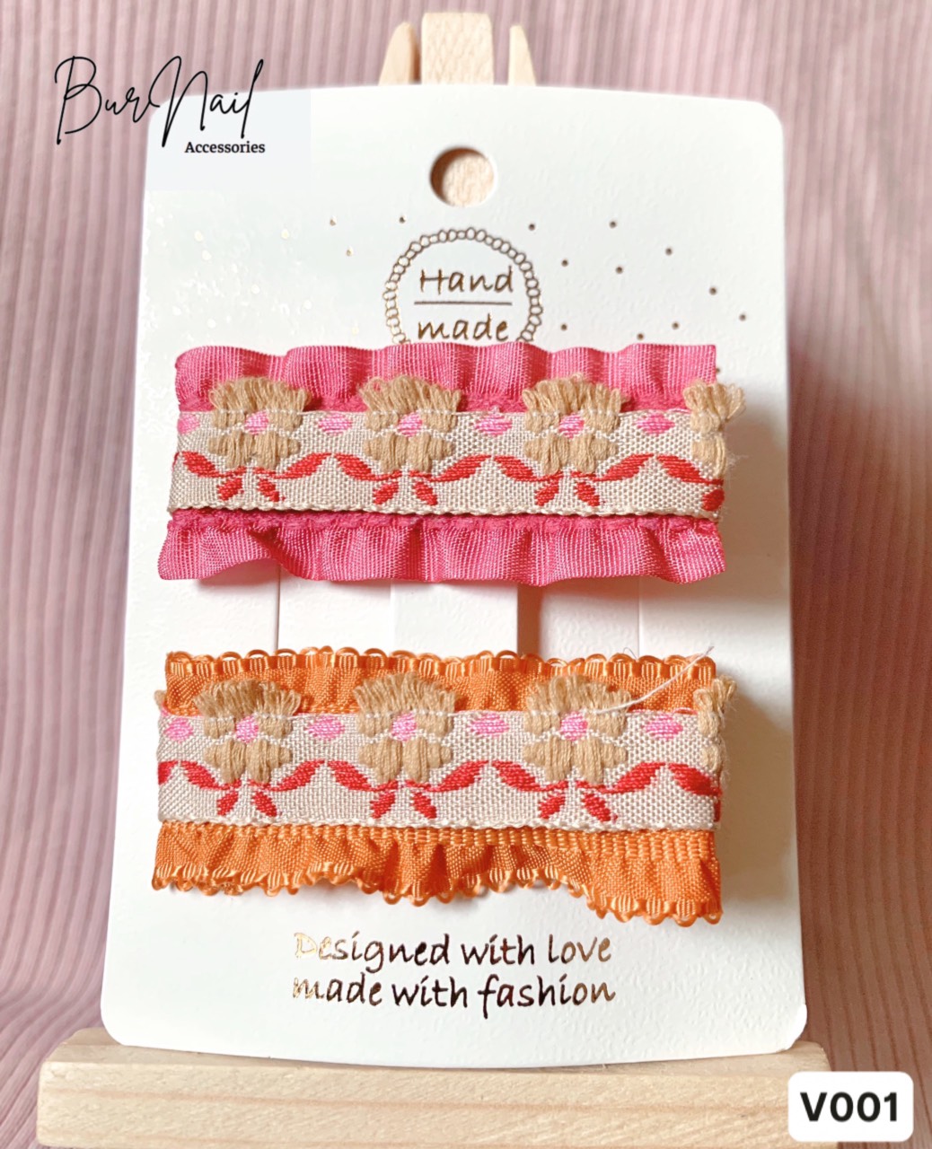 Kẹp Tóc Thêu Hoa Handmade Mẹ và Bé
