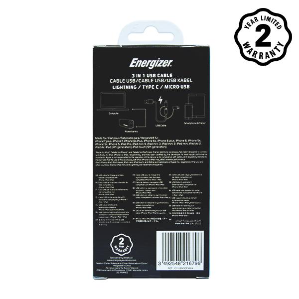 Cáp 3in1 Energizer màu trắng - C11UBX3CFWH4