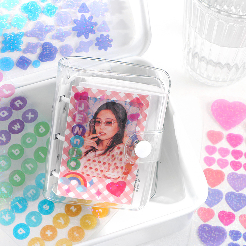 Sticker dán kim tuyến lấp lánh màu sắc phong phú, nơ họa tiết ngẫu nhiên, decor card idol, ốp điện thoại