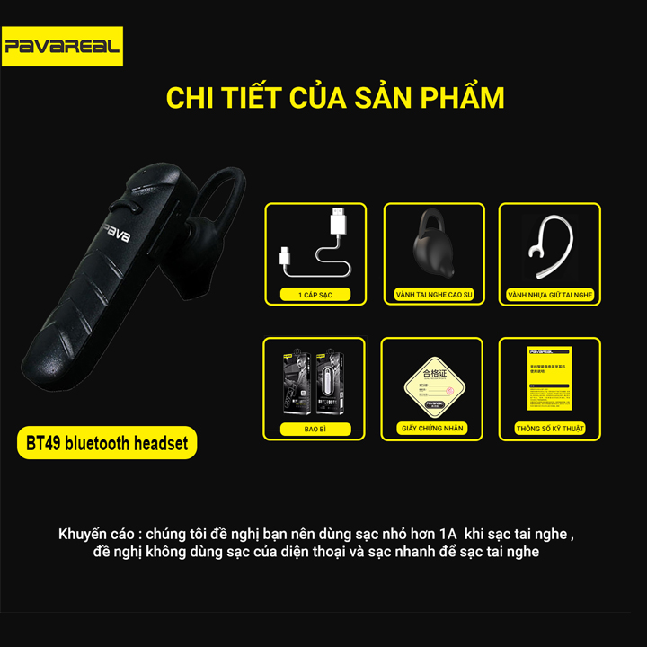 Tai Nghe Bluetooth Cao Cấp PAVAREAL BT49 (Chống Khử Âm Ồn Khi Chạy Xe)