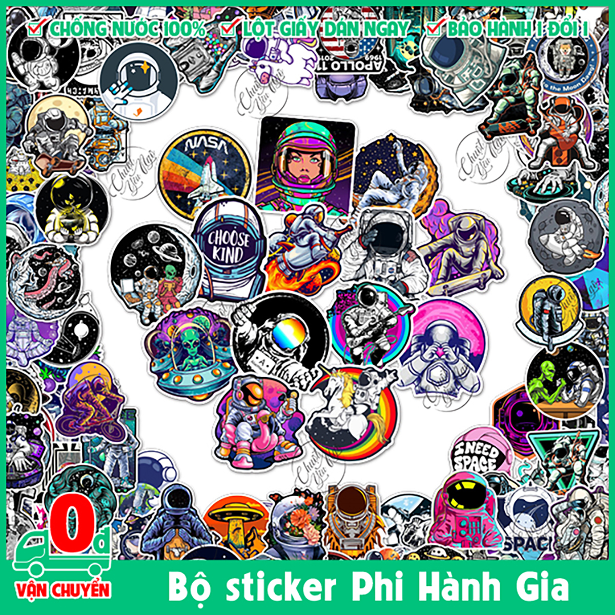 100 combo cosmos alien galaxy space waterproof decals sticker