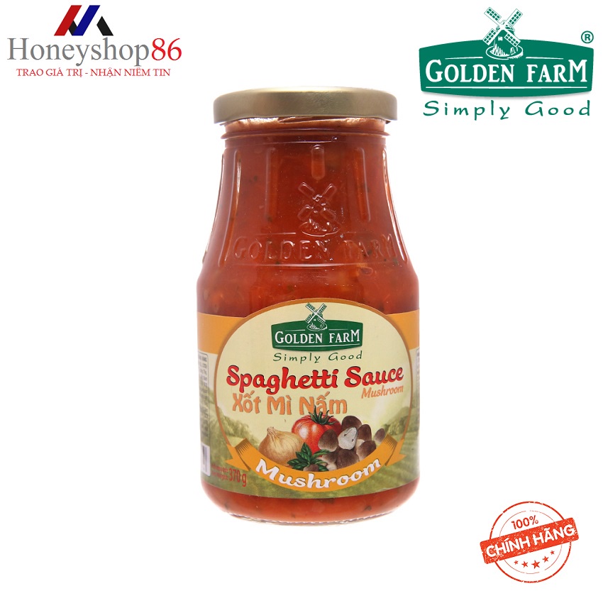 Sốt Mì spaghetti Nấm Golden Farm Hũ 370G HONEYSHOP86