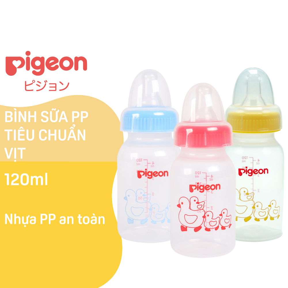 Bình sữa cổ hẹp PP tiêu chuẩn Vịt đỏ Pigeon 120ml (S)