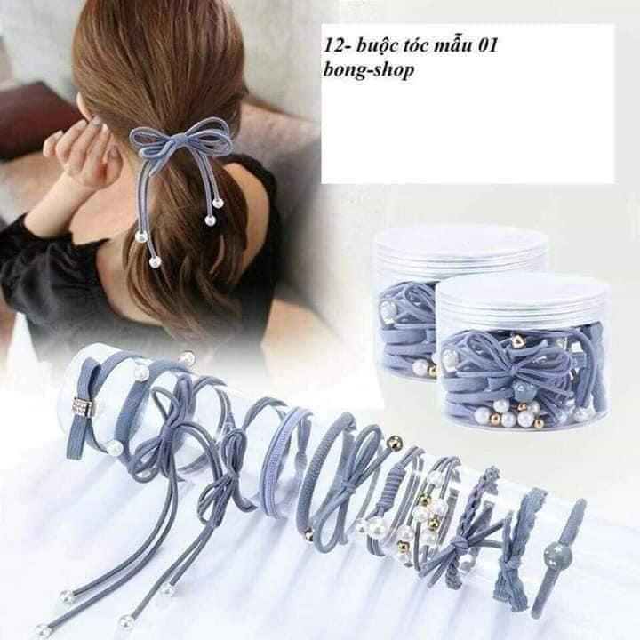 Dây buộc tóc 12 chi tiết , buộc tóc ngọc trai