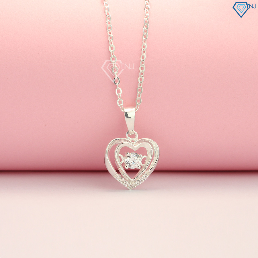 Vòng cổ nữ bạc đẹp mặt trái tim đôi DCN0424 - Trang Sức TNJ