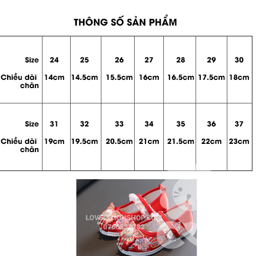 (có sẵn)Giày vải cổ trang màu đỏ cho bé gái