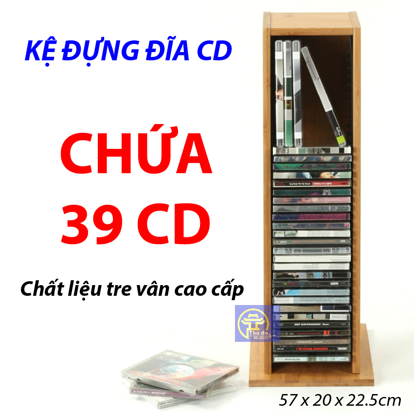 Kệ đựng đĩa CD DVD bằng tre loại cao cấp kệ chứa 39 đĩa