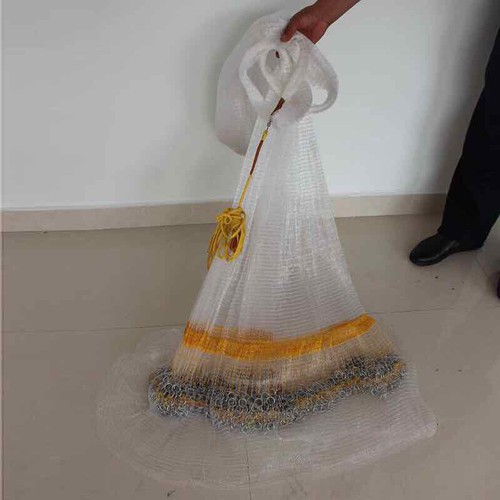 Chài cước xích bắt cá cao cấp bung 6m-8m . Sản phẩm chính xác là: cao 3m bung 5m nặng 3,7 cm