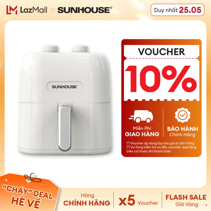 Nồi Chiên Không Dầu SUNHOUSE SHD4022 – Công nghệ Rapid Air 360 độ làm nóng nhanh