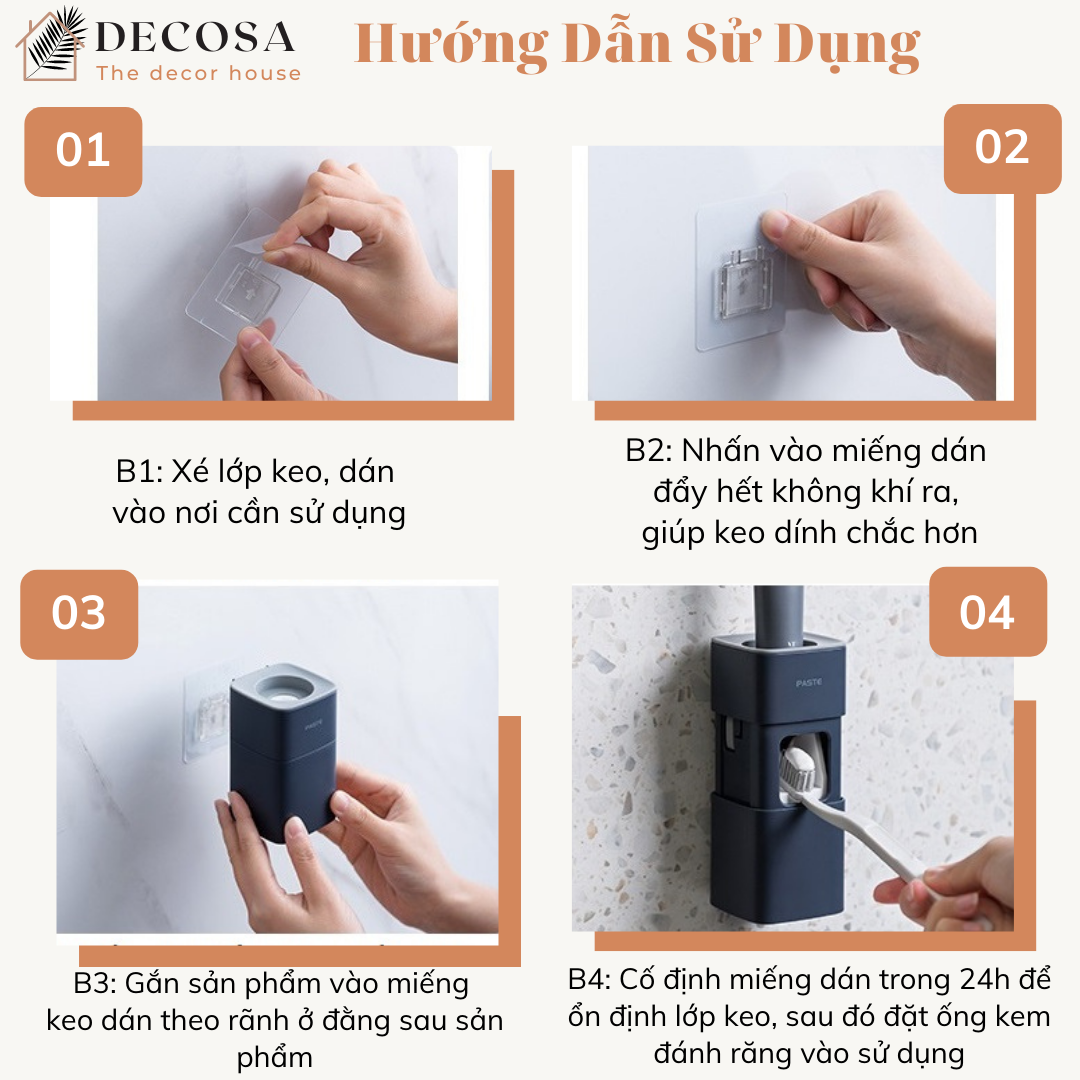 Dụng cụ lấy kem đánh răng tự động dán tường DECOSA