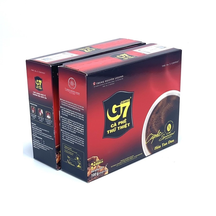 (Combo 2 Hộp 50 Gói) Cà phê hòa tan ĐEN G7 Trung Nguyên( Không Đường Không Sữa)