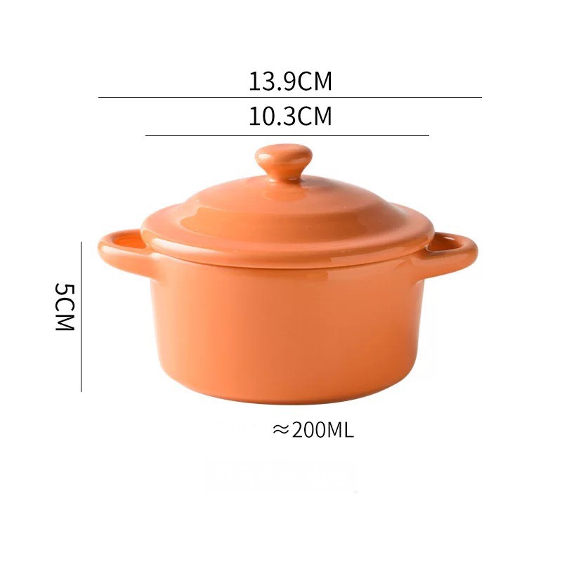Bát Ăn Dặm, Bát Sứ Nắp 200ml Cho Bé Ăn Dặm