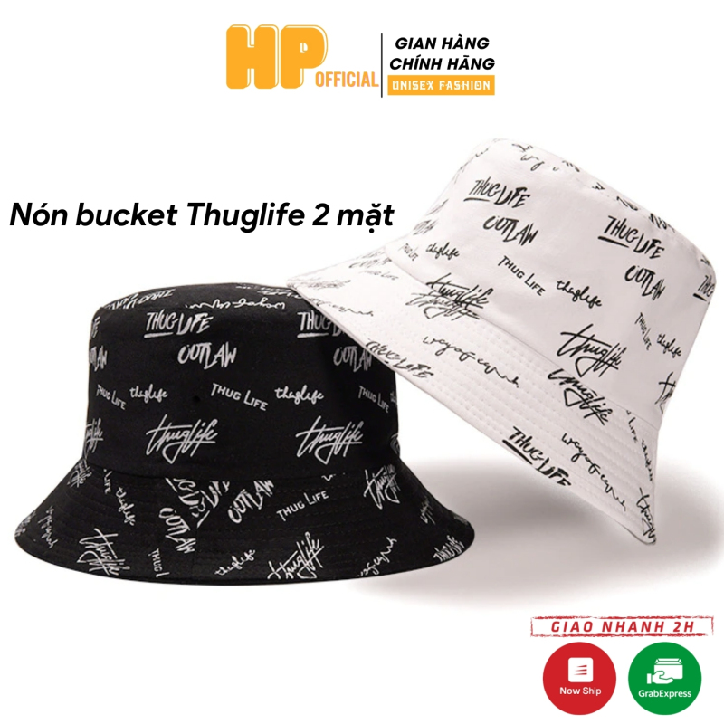 [HCM]Mũ bucket 2 mặt Thuglife ❤️ Nón tai bèo vành tròn hoạ tiết nhiều màu sắc Ulzzang form unisex nam nữ