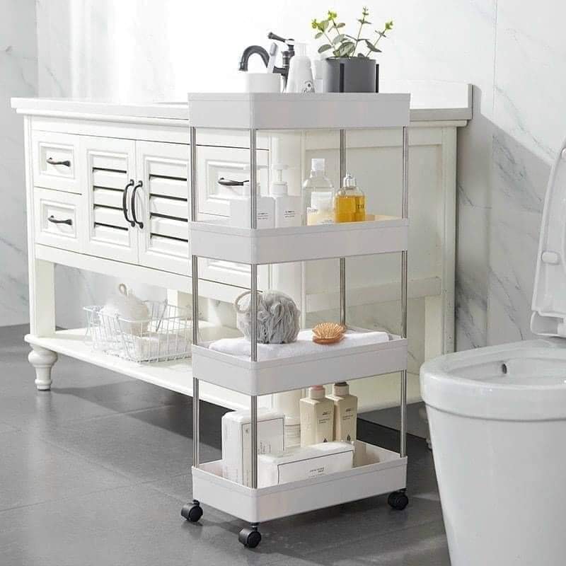 Kệ để đồ, chai lọ 4 tầng có bánh xe đa năng, tiện dụng/kệ xe đẩy 4 tầng di động