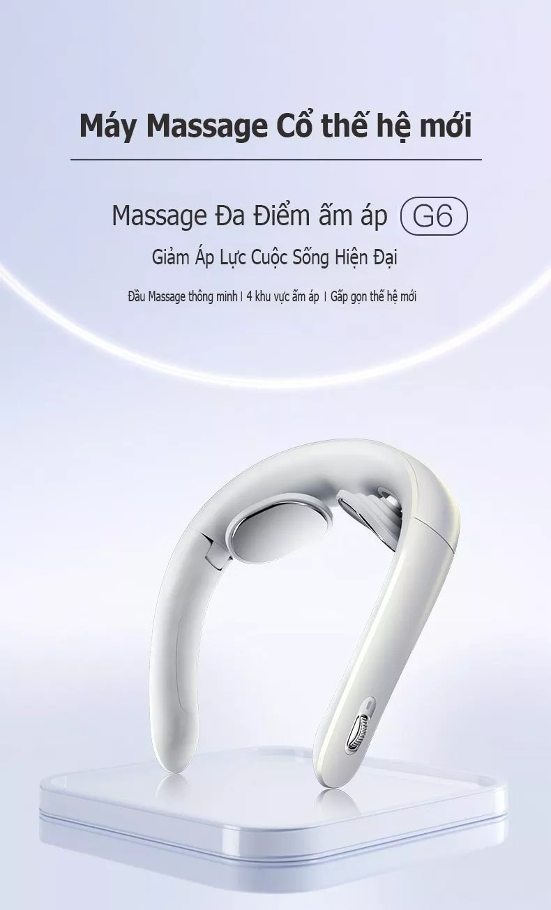 Máy massage cổ gấp gọn Enchen Jeeback G6 nhỏ gọn thanh lịch có thể đeo khi làm việc, 4 vùng nhiệt nóng và nhiều chế độ massage