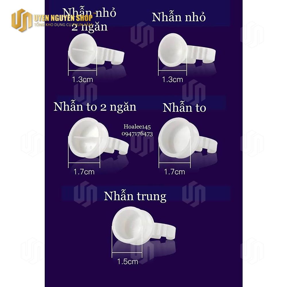 100 chiếc Nhẫn nhựa đựng mực xăm, sáp điêu khắc, keo nối _dụng cụ phun xăm DCPX Uyen Nguyen