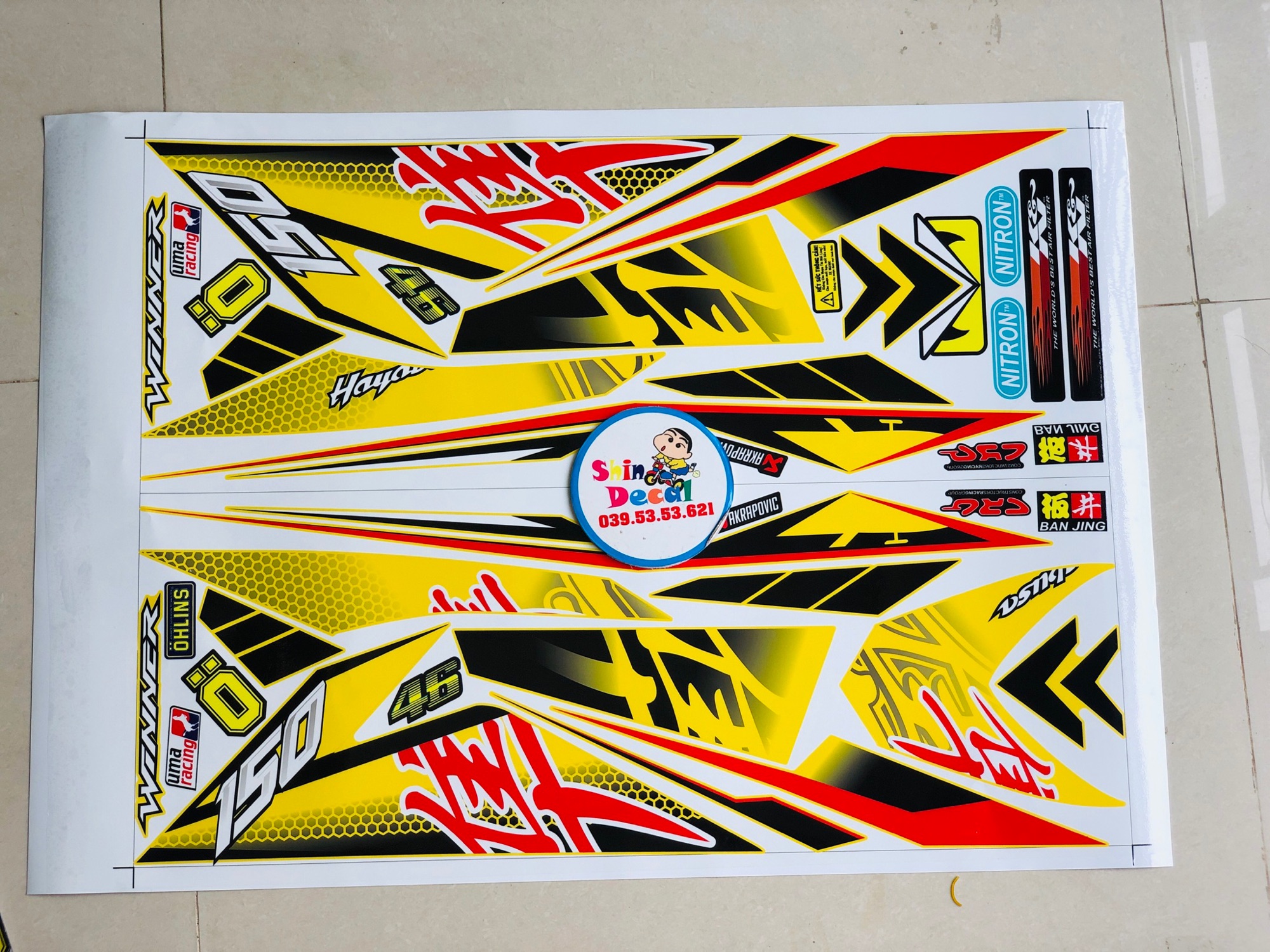 Tem rời Winner Hayabusa vàng đen