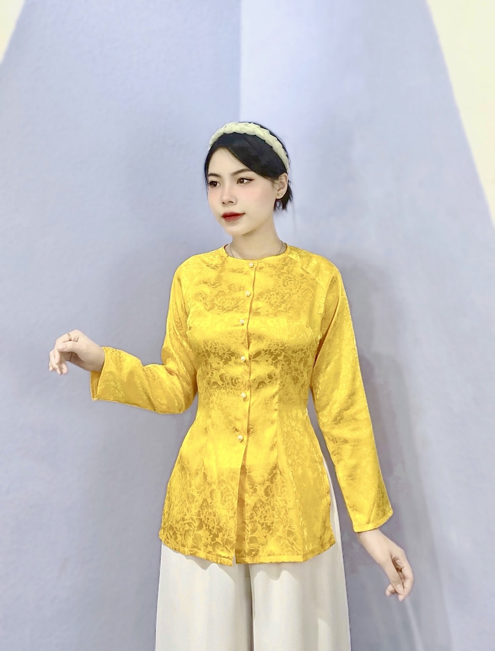 Áo lẻ bà ba gấm tay dài  G4
