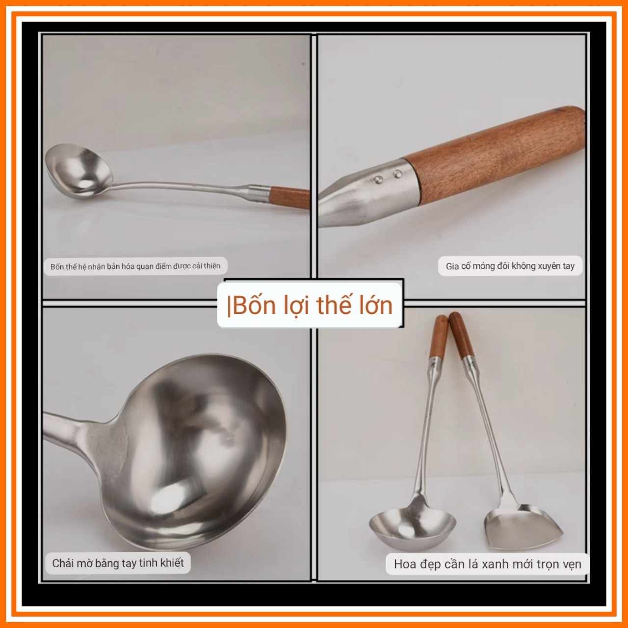 Vá Xào Inox Kiểu Đức Cán Gỗ Cẩm Lai