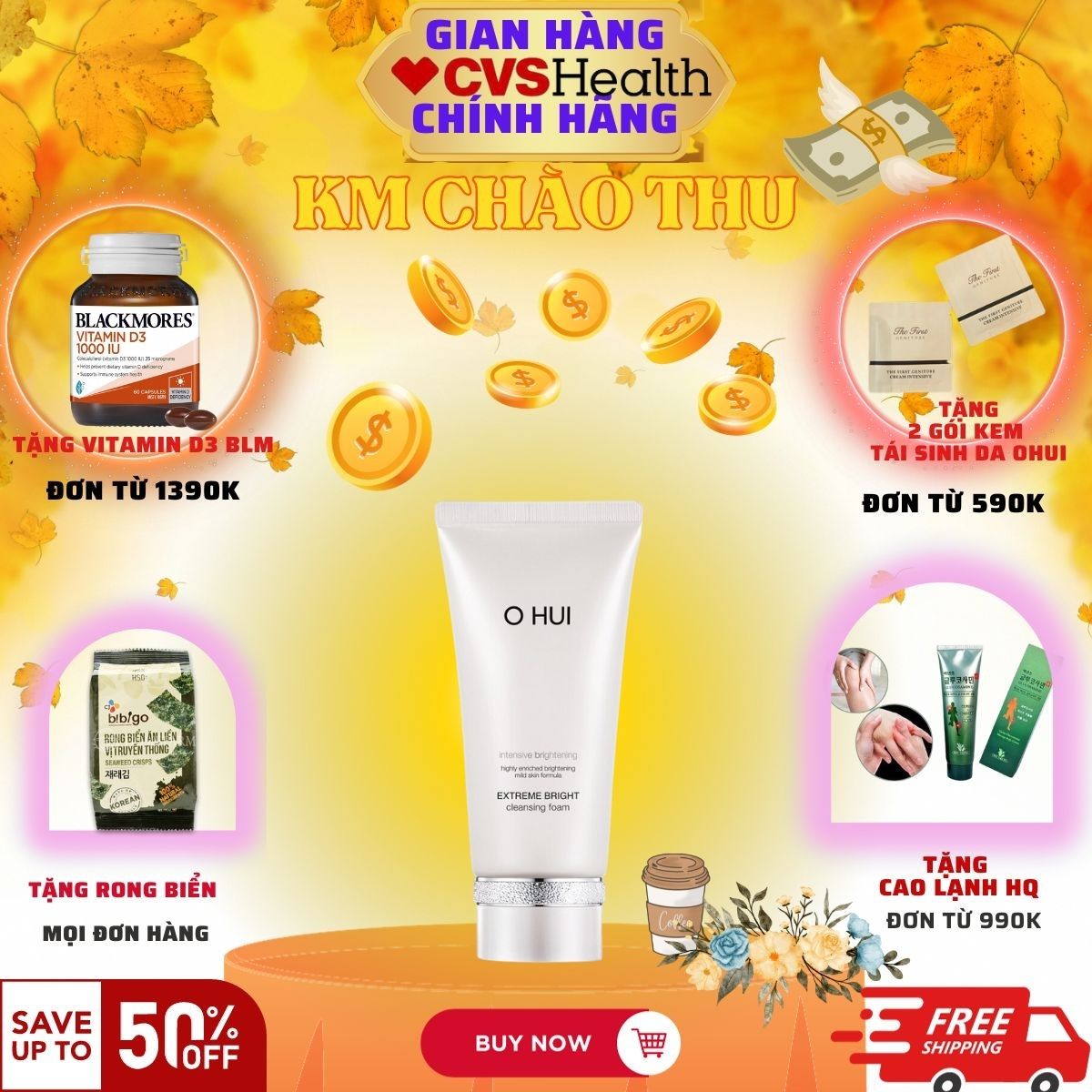 Sữa rửa mặt OHUI trắng 160ml.