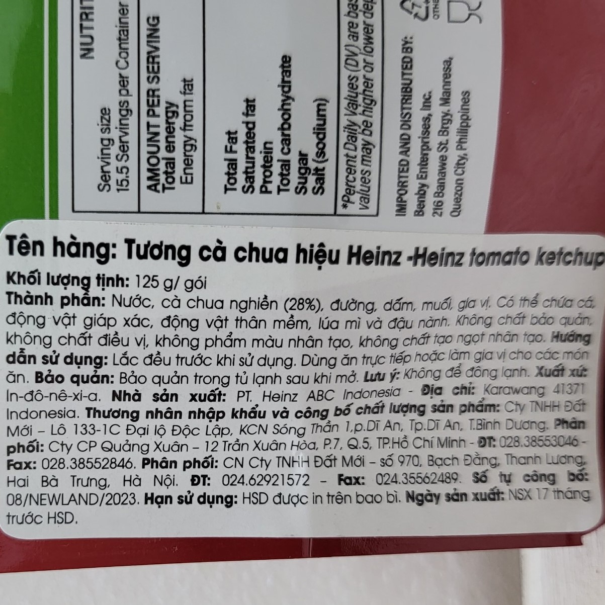 HEINZ (túi CÀ nắp vặn 125g) TƯƠNG CÀ CHUA Tomato Ketchup (HALAL)