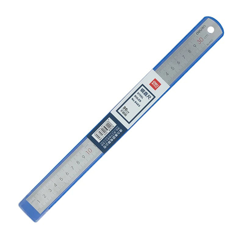 Thước kẻ sắt - steel ruler deli 20 / 30 cm