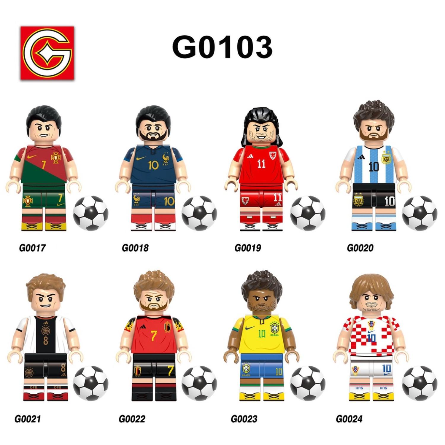 Minifigures các mẫu nhân vật cầu thủ bóng đá nổi tiếng messi ronaldo g0103 - ảnh sản phẩm 3