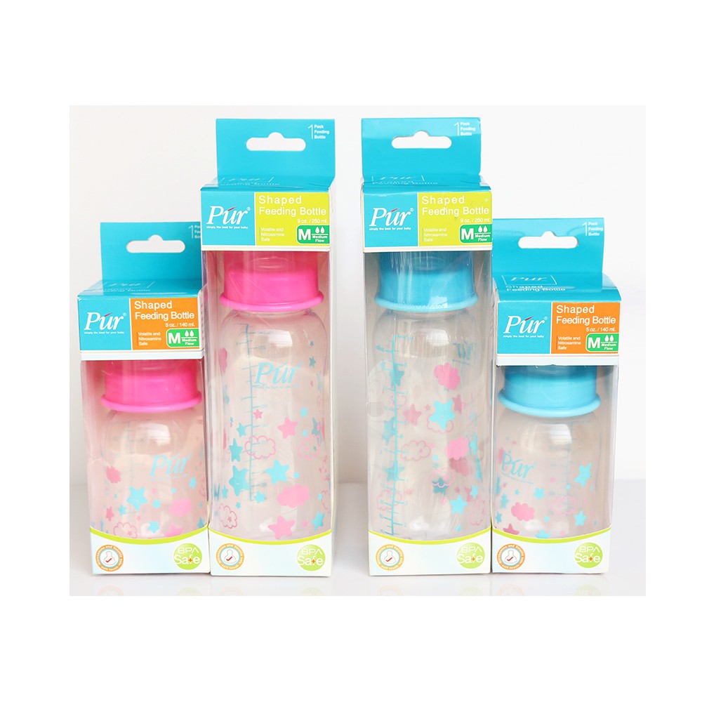 Bình sữa cổ thường thân thon có eo Pur 140ml