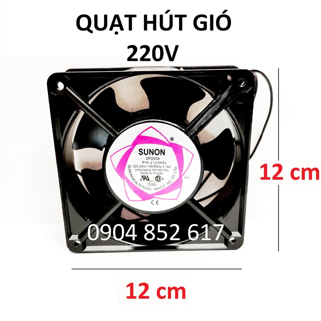 Quạt hút gió, thông gió sunon 220v 12x12 cm