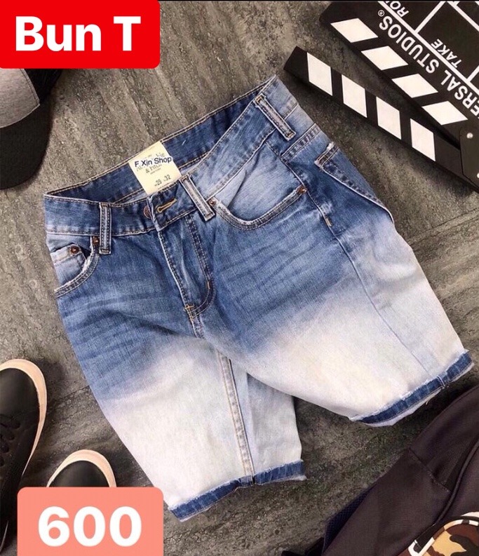 QUẦN SHORT SỌT LỬNG JEAN NAM CHẤT BÒ XANH TRƠN BẠC ĐÙI, CO GIÃN NHẸ THÁI LAN T&T-600 TRANG BUN FASHION