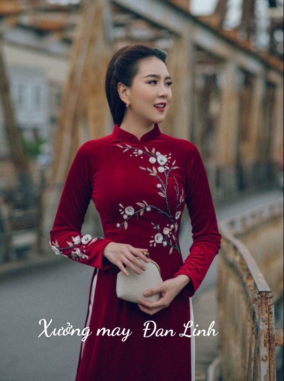 Áo dài nhung kết cao cấp, áo dài mẹ, áo dài cưới con - Xưởng may áo dài Đan Linh