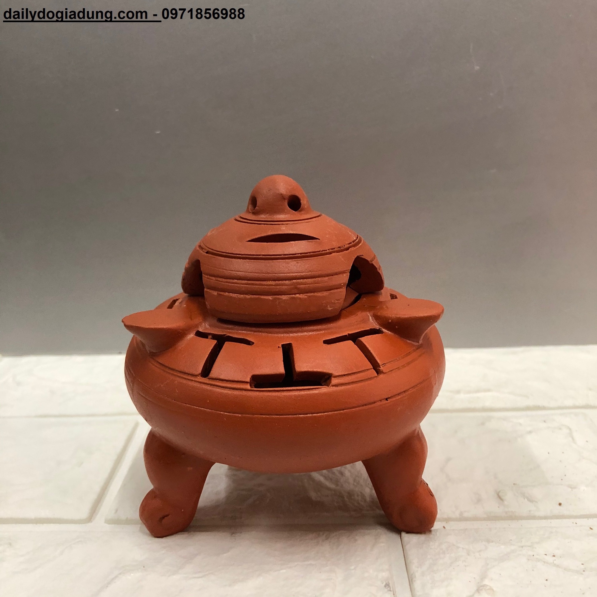 Lư xông trầm đất nung bát quái