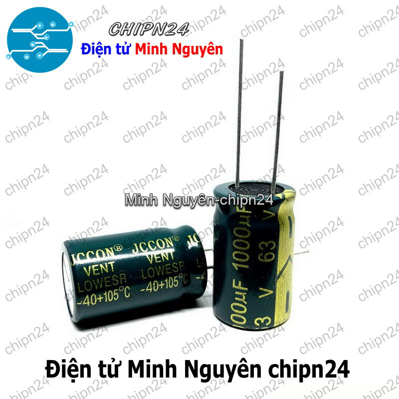 [2 con] (J29) Tụ hóa 1,000uF 63V Xanh Lá (16x25mm) (1000uF 63V) (Tần số cao) - HH005752