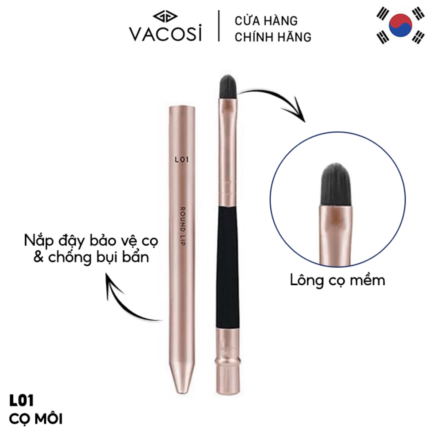 Cọ môi lông dài vacosi lip brush l01