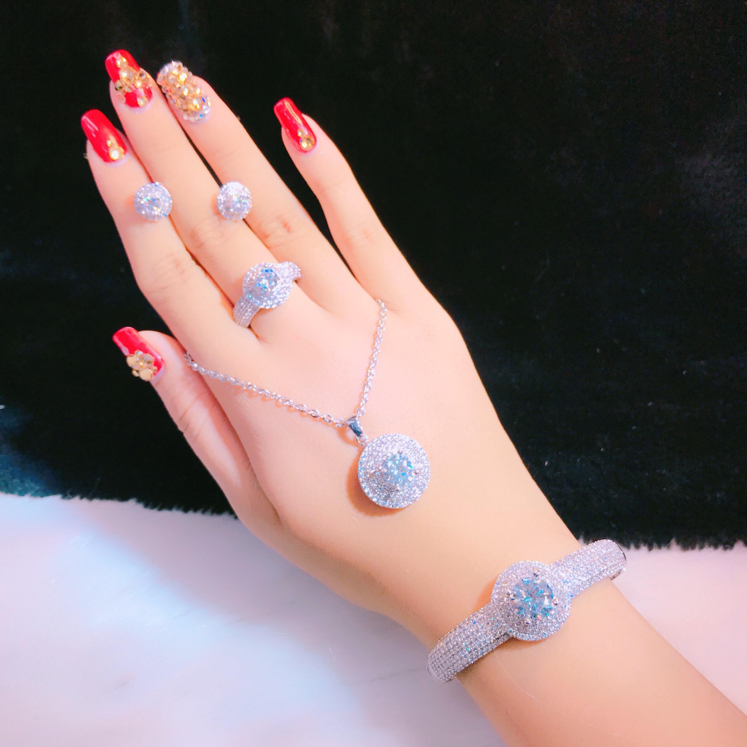 Bộ Trang Sức Xi Vàng, Xi Bạch Kim - Givishop - B4070723 , Bền Màu, Sáng Như Vàng Thật, Chất Liệu Bạc Thái, Không Đen, Không Ngứa - Thiết Kế Đi Tiệc, các mẫu trang sức vàng tây, mẫu trang sức vàng 18k, nữ trang trọn bộ vàng 18k, bộ nữ trang và