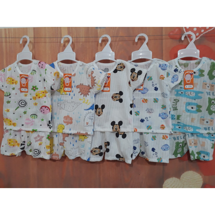 Combo 5 bộ cộc cotton giấy cài vai cho bé