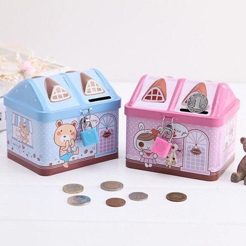Két sắt mini hình ngôi nhà cho bé
