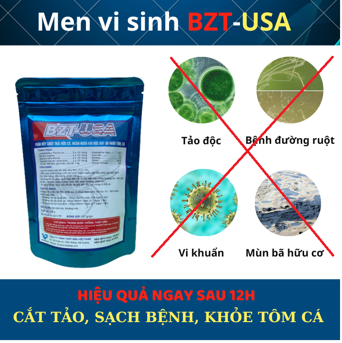 MEN VI SINH BZT USA CHO TÔM THẺ