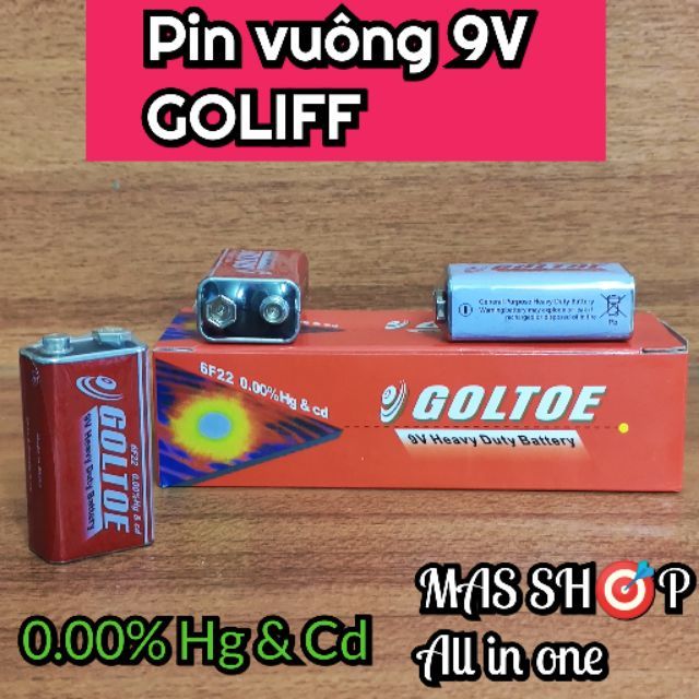 Pin vuông GOLIFF 9V / không chứa thủy ngân và cadmium