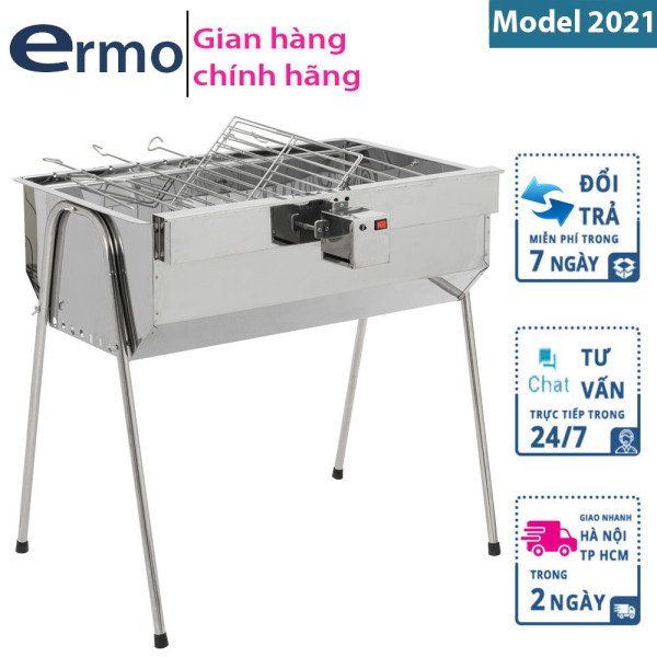 Giá bán [HCM] Bếp nướng than hoa xoay tự động ERMO Chất liệu inox 430 có thể nướng được 3-4 con gà cùng lúc [Bảo Hành Chính Hãng 24 Tháng]