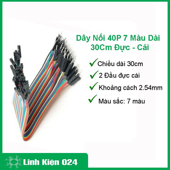 10 sợi dây cắm test board đực - cái 40p 7 màu dài 30cm