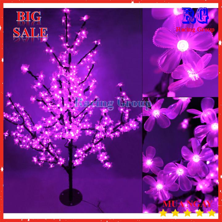Cây hoa mai - hoa đào 1M2 trang trí Tết có đèn led cực đẹp