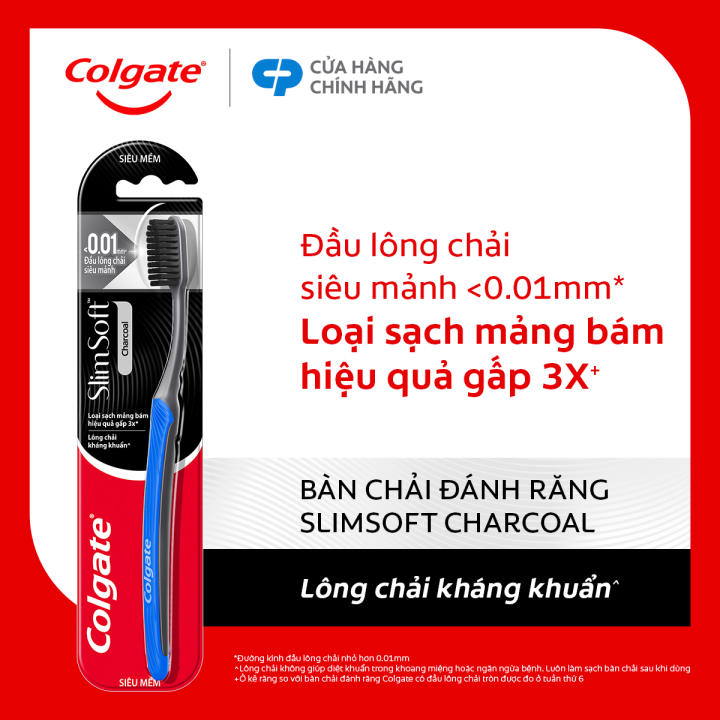 Bàn chải Colgate than hoạt tính kháng khuẩn SlimSoft Charcoal