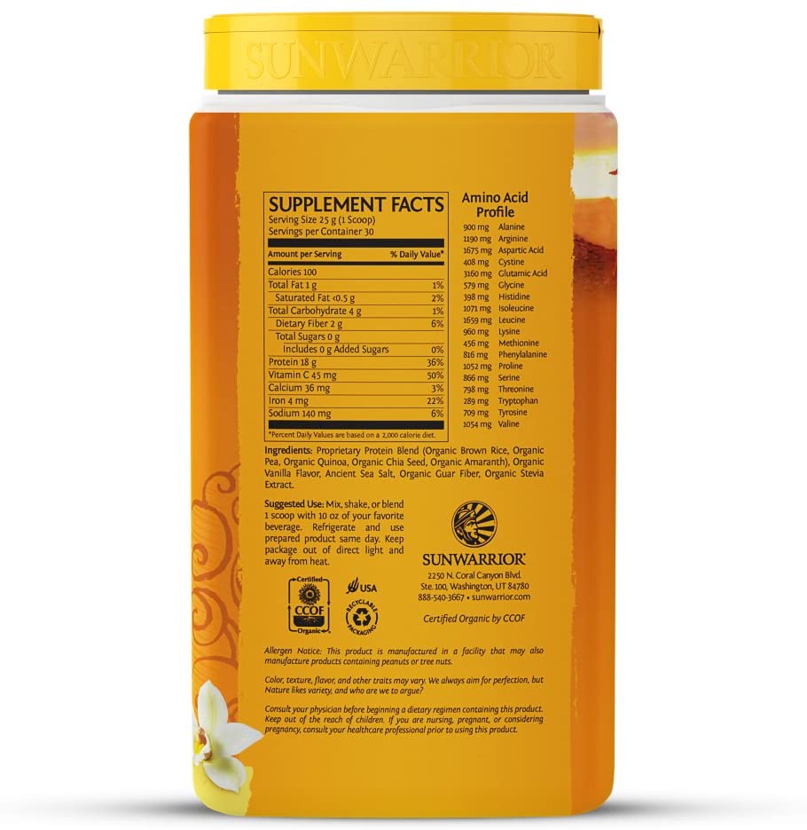 [HCM]Bột Protein Thực Vật Hữu Cơ Fit & Lean SunWarrior 750g vanilla