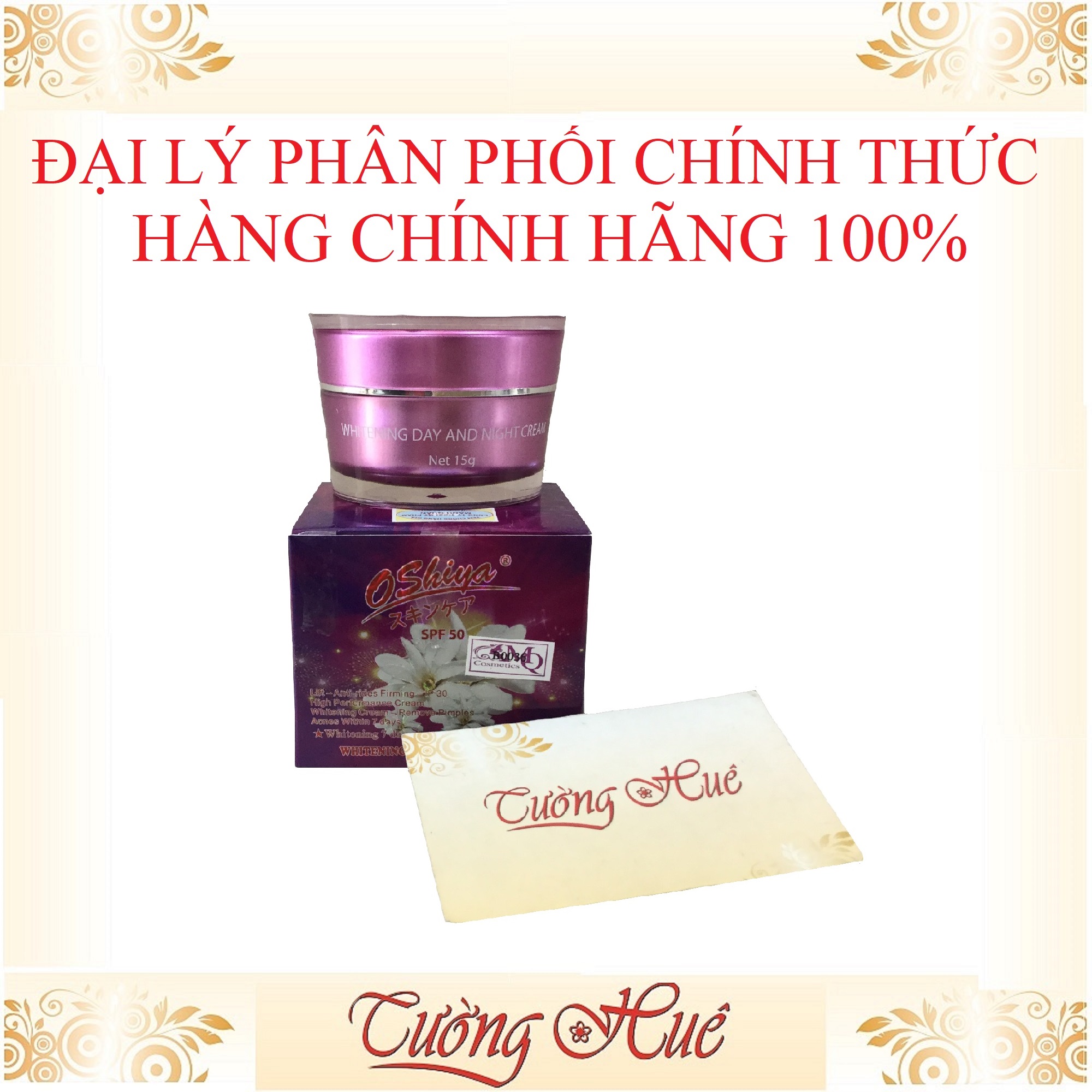 Kem Oshiya trắng da ngày & đêm 15g tím