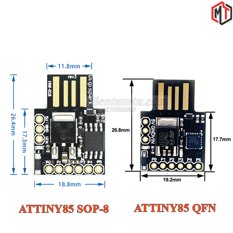 Mạch Arduino ATTiny85 USB Digispark