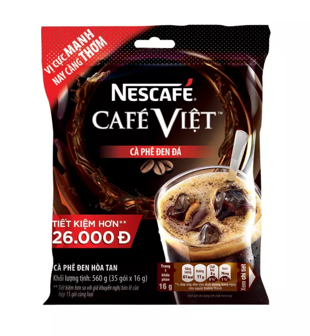 Cà phê hòa tan Nescafe café Việt cà phê đen đá (Túi 35 gói x 16g)
