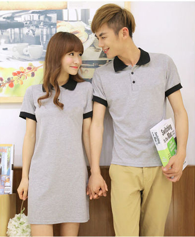 [HCM]Đầm thun đôi xám viền cổ tay đen