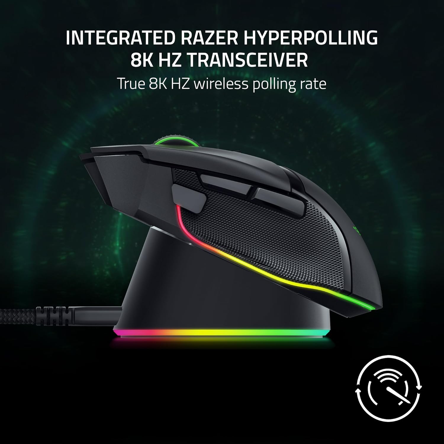 Razer Mouse Dock Pro - Wireless Mouse Charging Dock with Integrated 8K Hz Transceiver (Bộ sạc chuột) | Magnetic Wireless Charging | Integrated HyperPolling 8K Hz Transceiver | Anti
