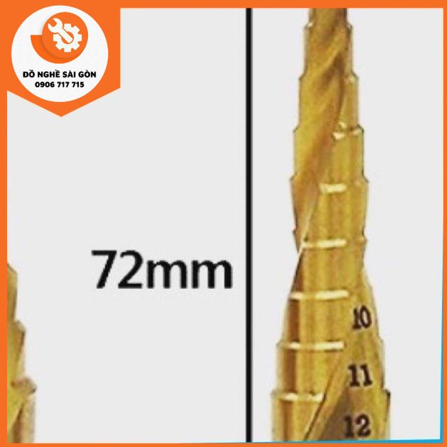 Bộ 3 mũi khoan bước từ 4-32mm phủ titanium; bộ khoan tháp xoắn